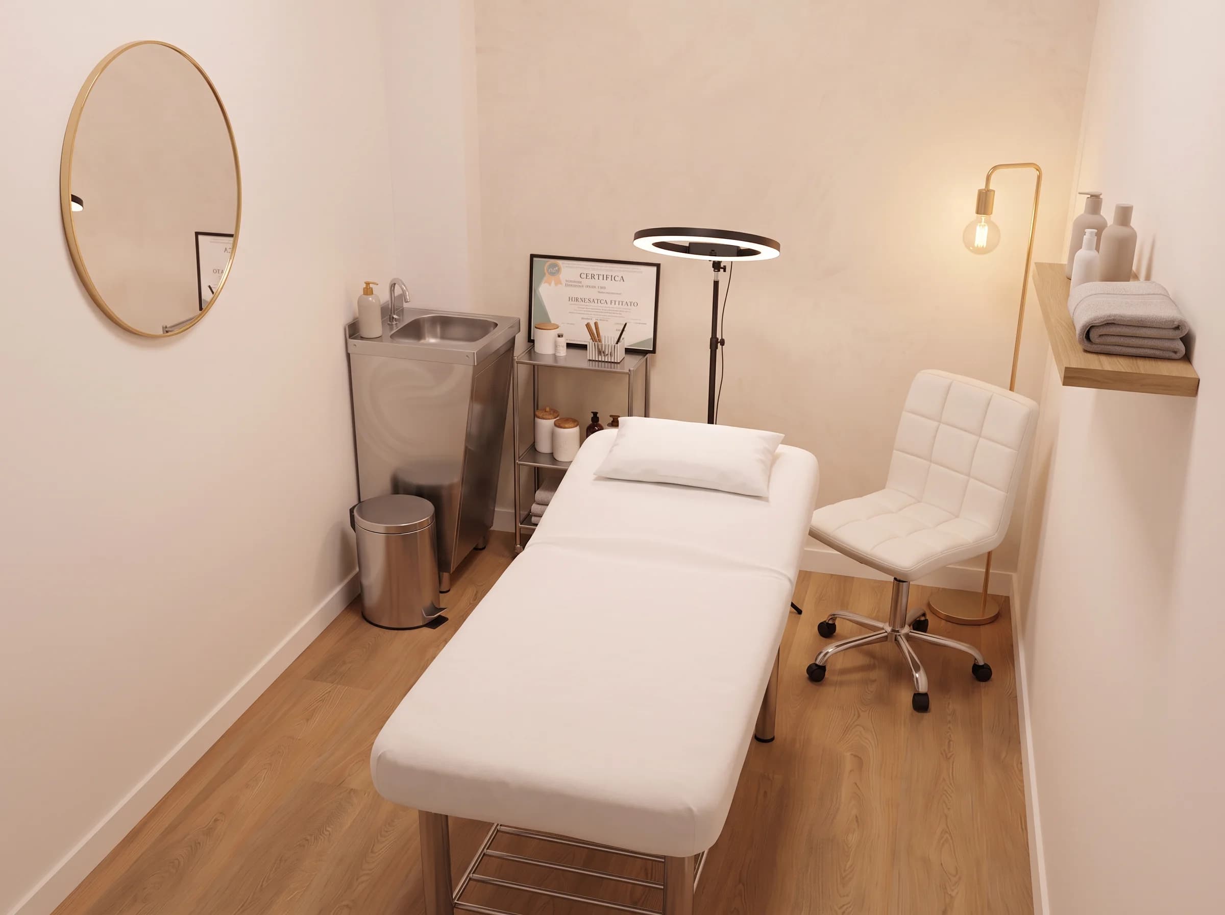 Cabina de tratamiento y estética de Toscary Studio en Madrid con camilla profesional e iluminación de precisión